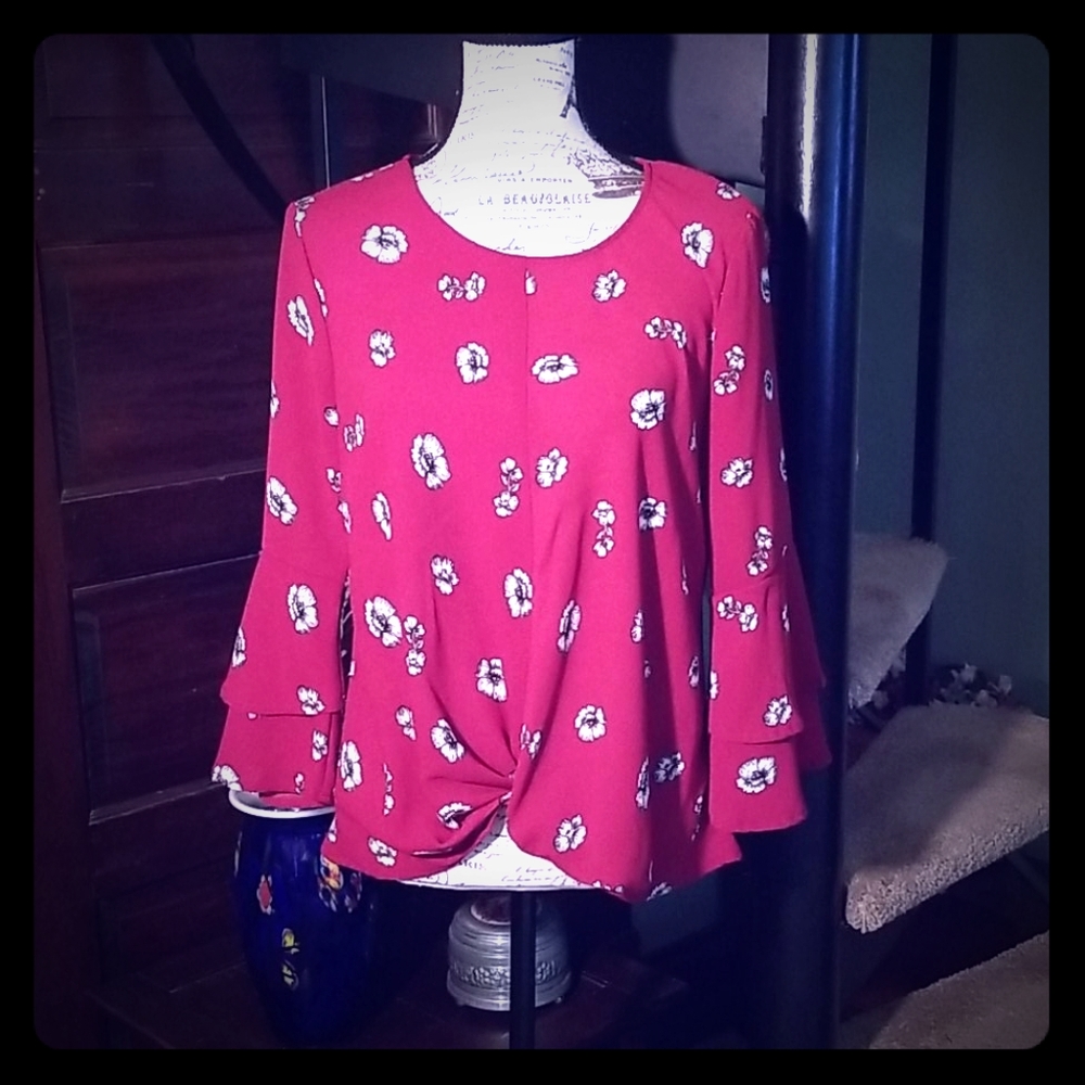 C brand layered sleeve blouse size Junior medium.